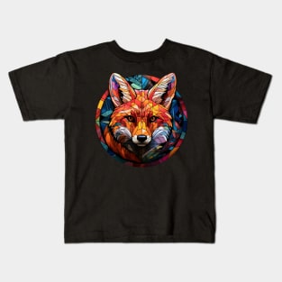 Geometric Stained Glass Fox Kids T-Shirt